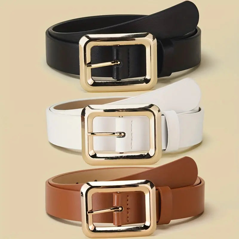 Golden-Buckle PU Belt