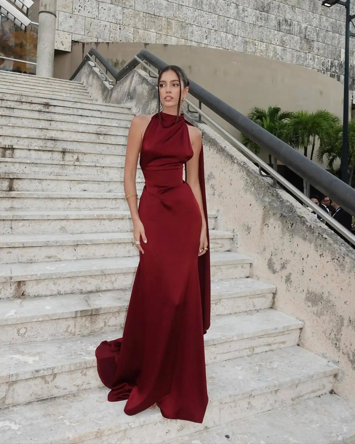 Burgundy Bliss Satin Gown
