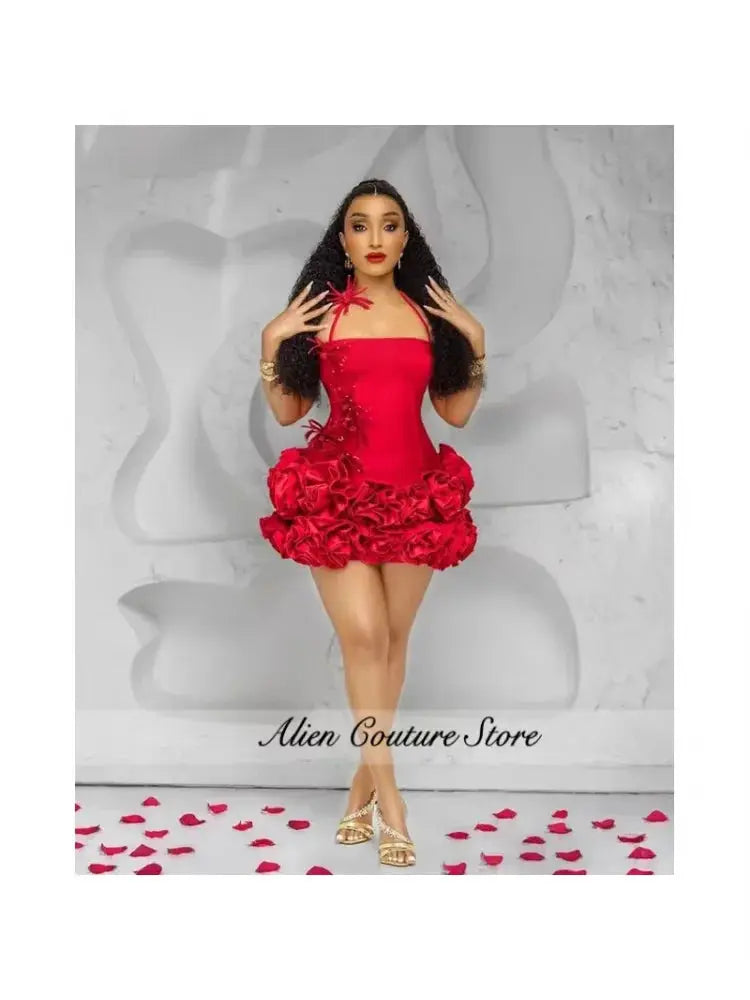 Captivate the Room: Red Floral Cocktail Dress
