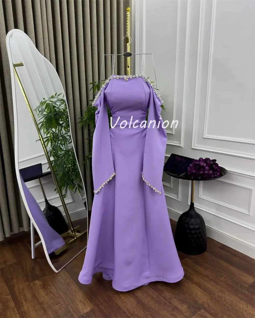 Off-Shoulder Rhinestone Mermaid Gown