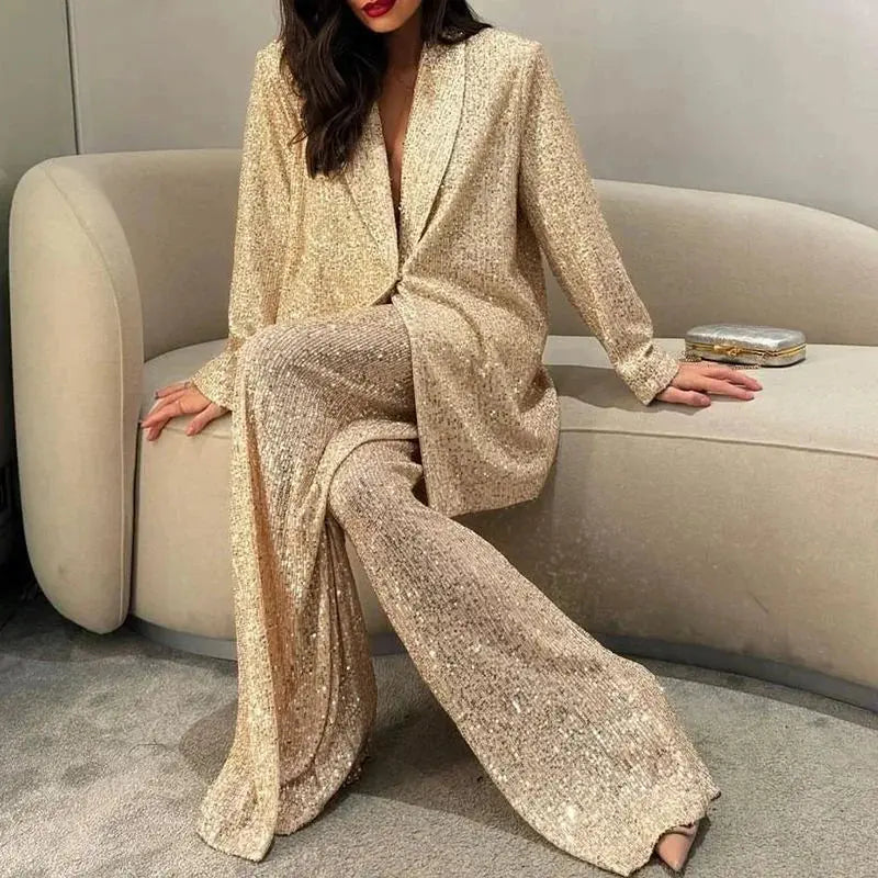 Dazzle Effortlessly: Sequin Suit Set for Any Occasion
