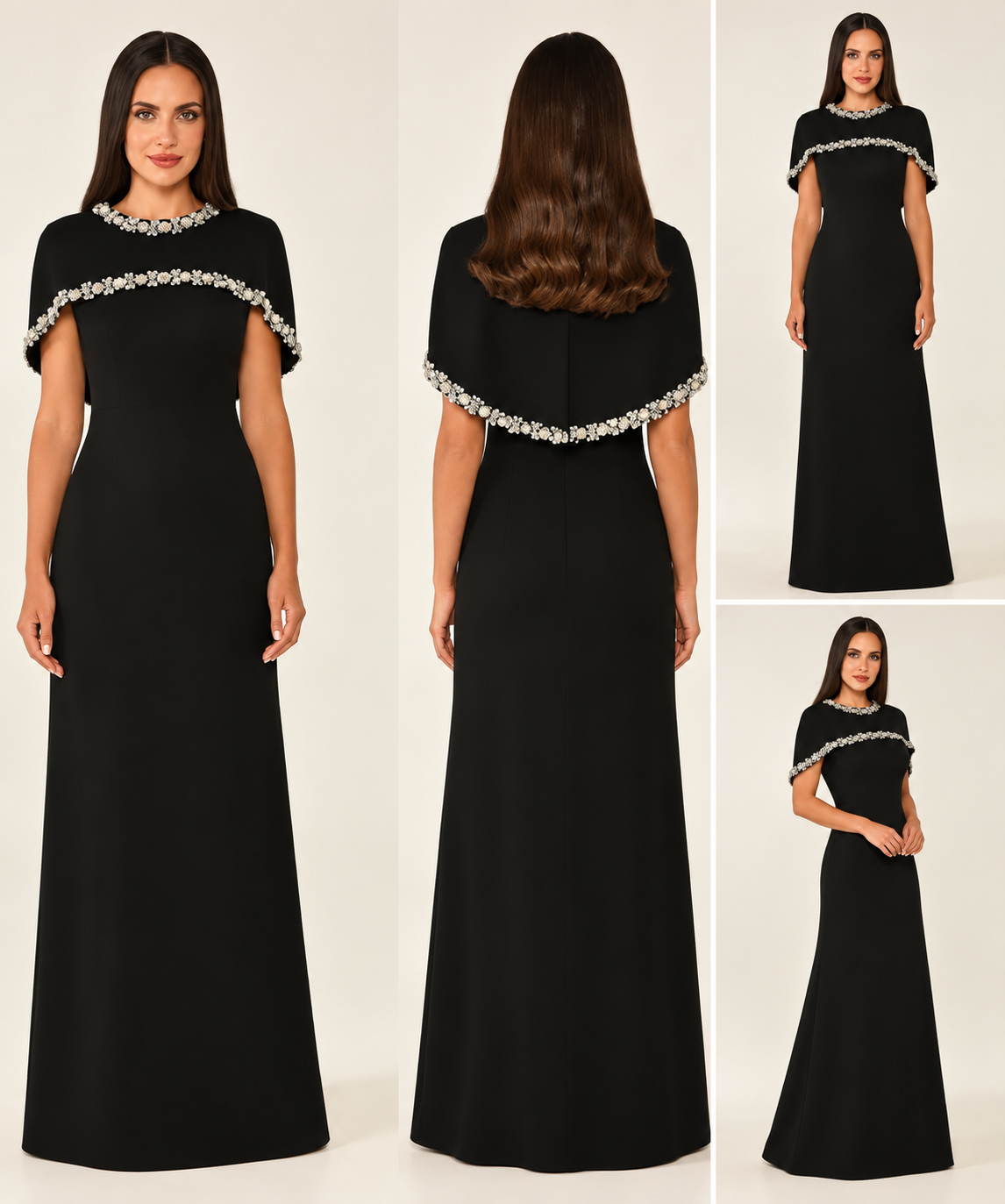 Beaded Sequin A-Line Evening Gown