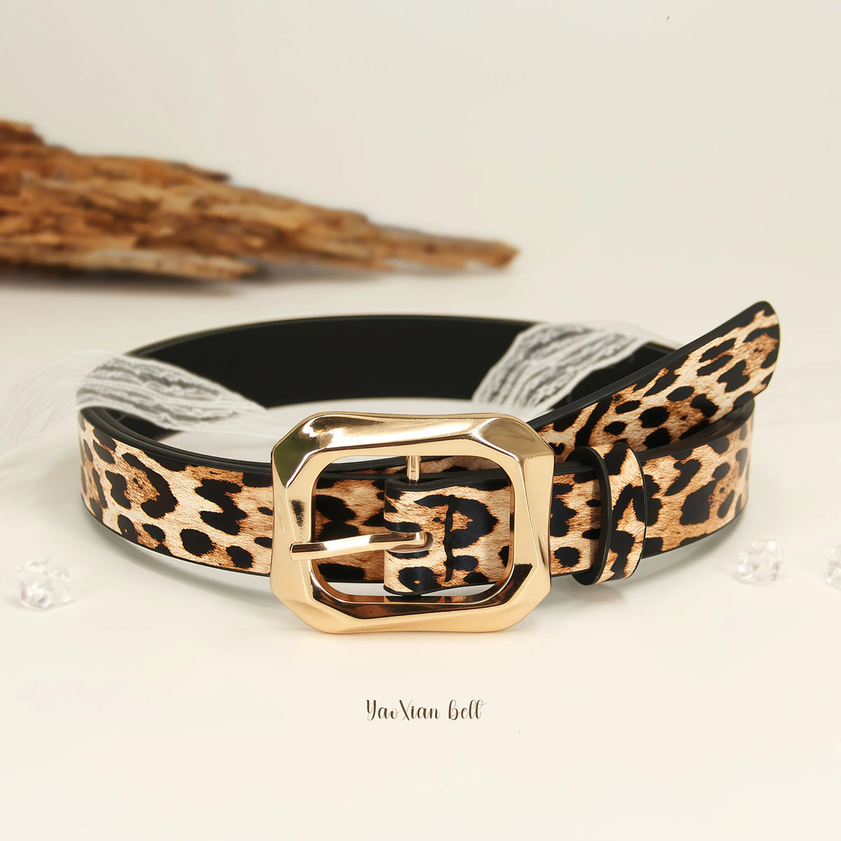 Leopard & Gold-Tone Buckle Belt
