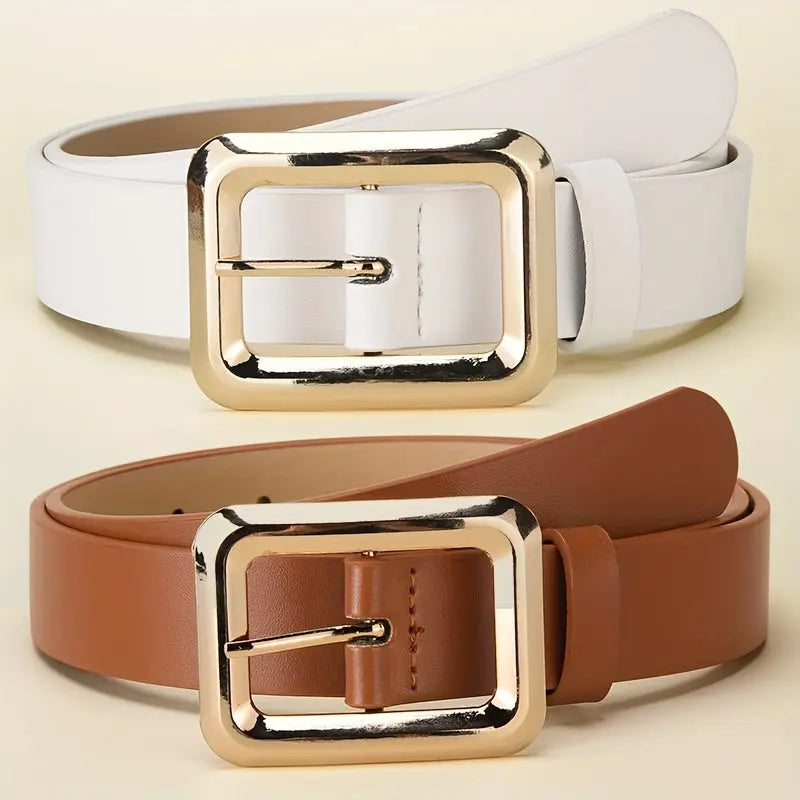 Golden-Buckle PU Belt