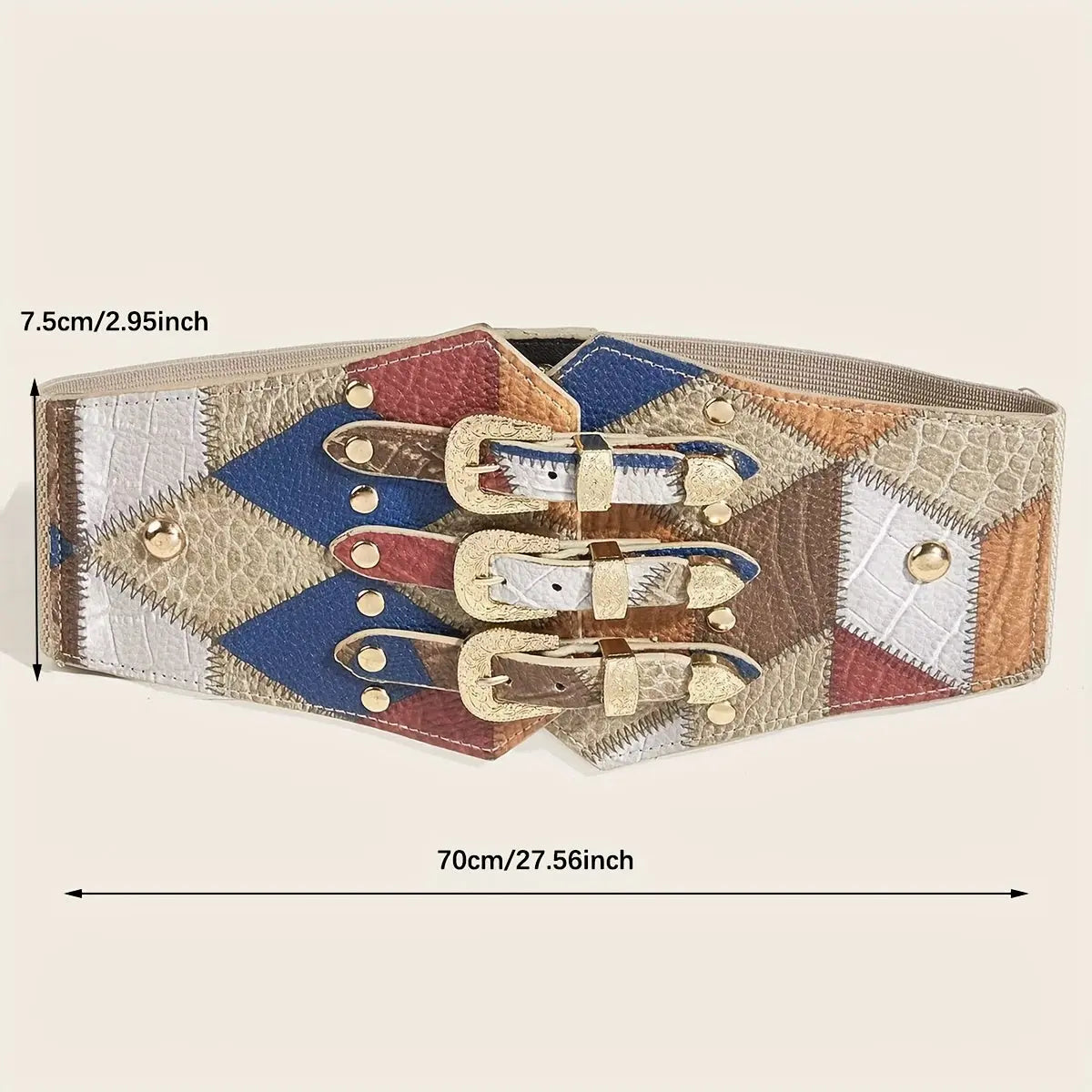 Rivet-Embellished Retro Waist Belt