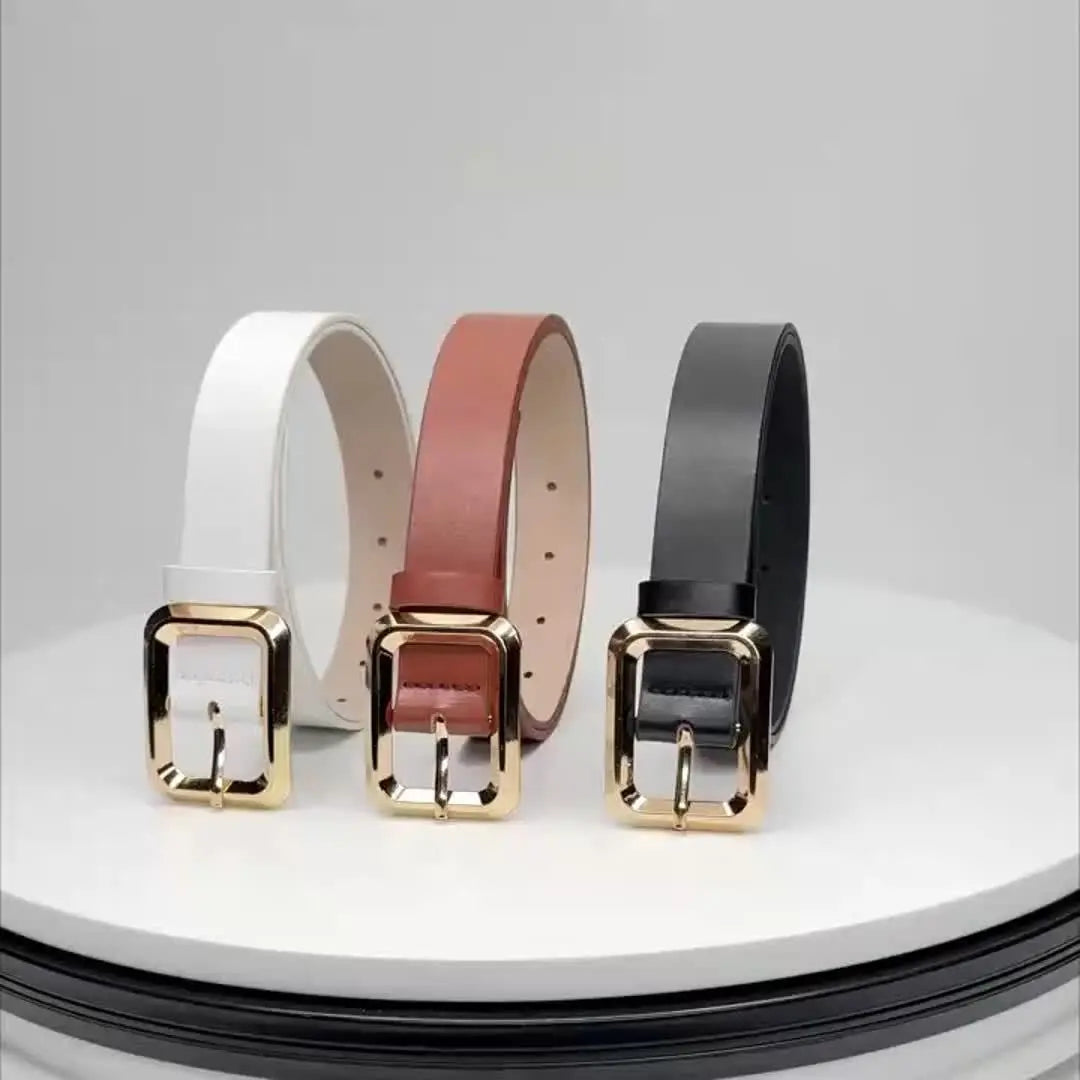 Golden-Buckle PU Belt