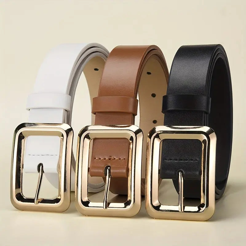 Golden-Buckle PU Belt