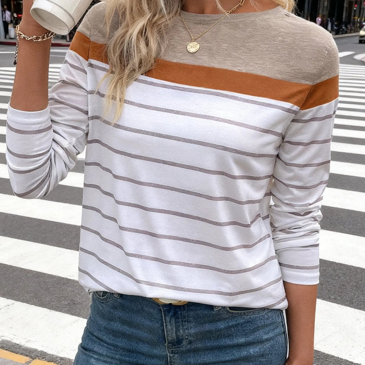Striped Long-Sleeve Blouse