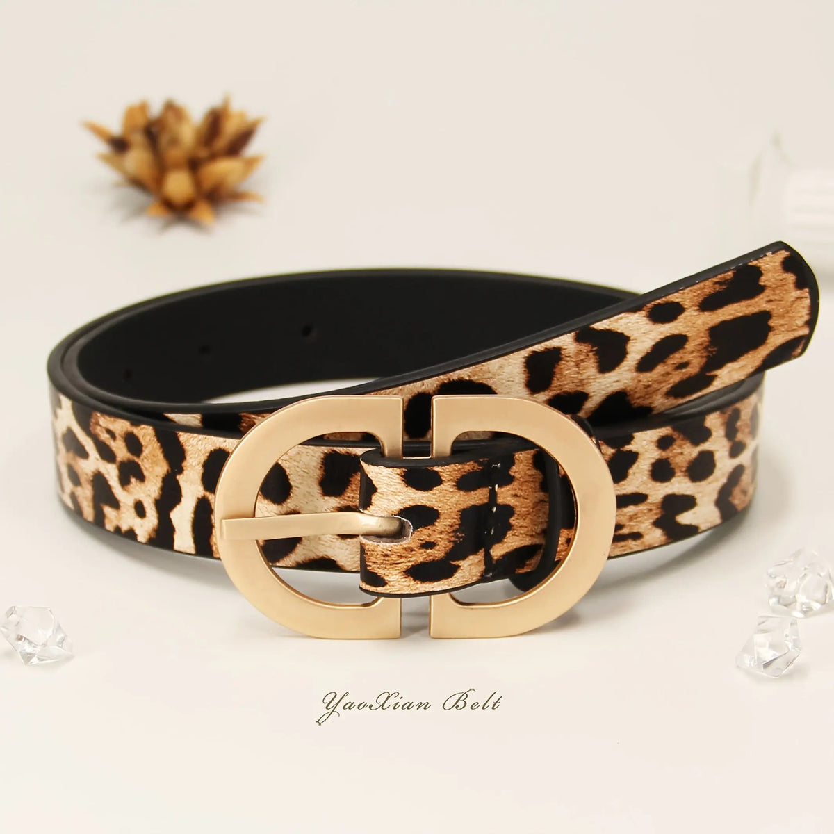 Leopard & Gold-Tone Buckle Belt