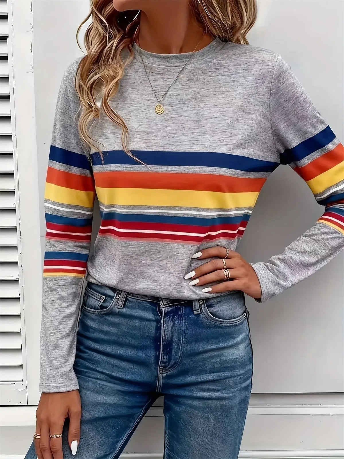 Multicolor Striped Long-Sleeve Tee