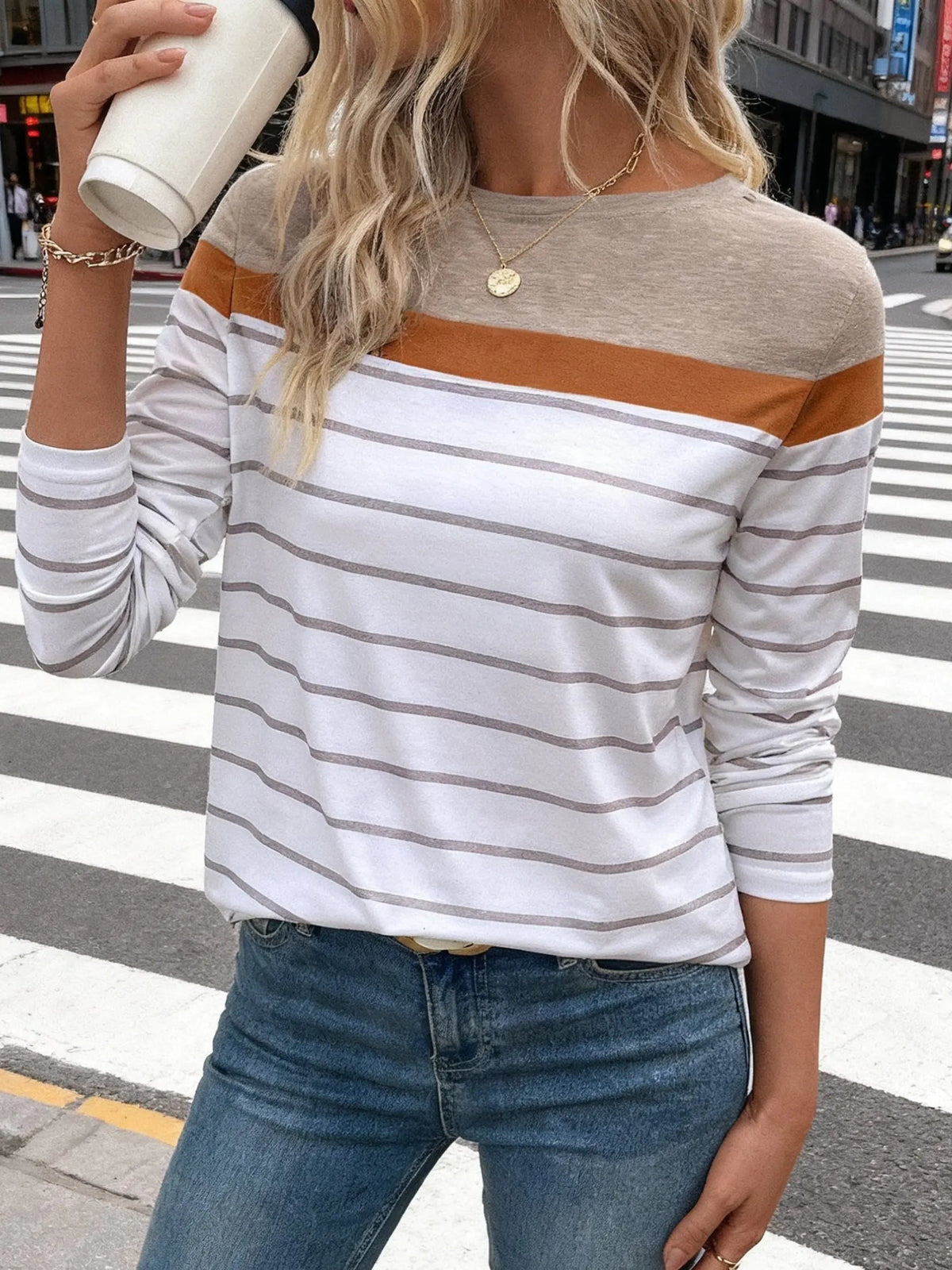 Striped Long-Sleeve Blouse