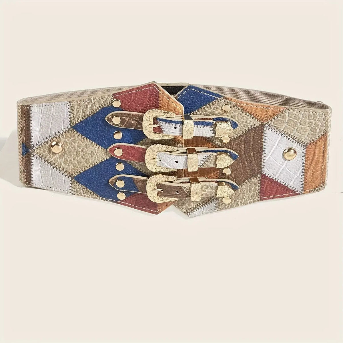 Rivet-Embellished Retro Waist Belt