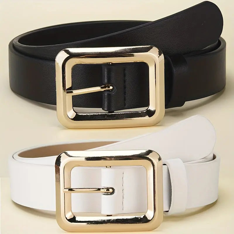 Golden-Buckle PU Belt