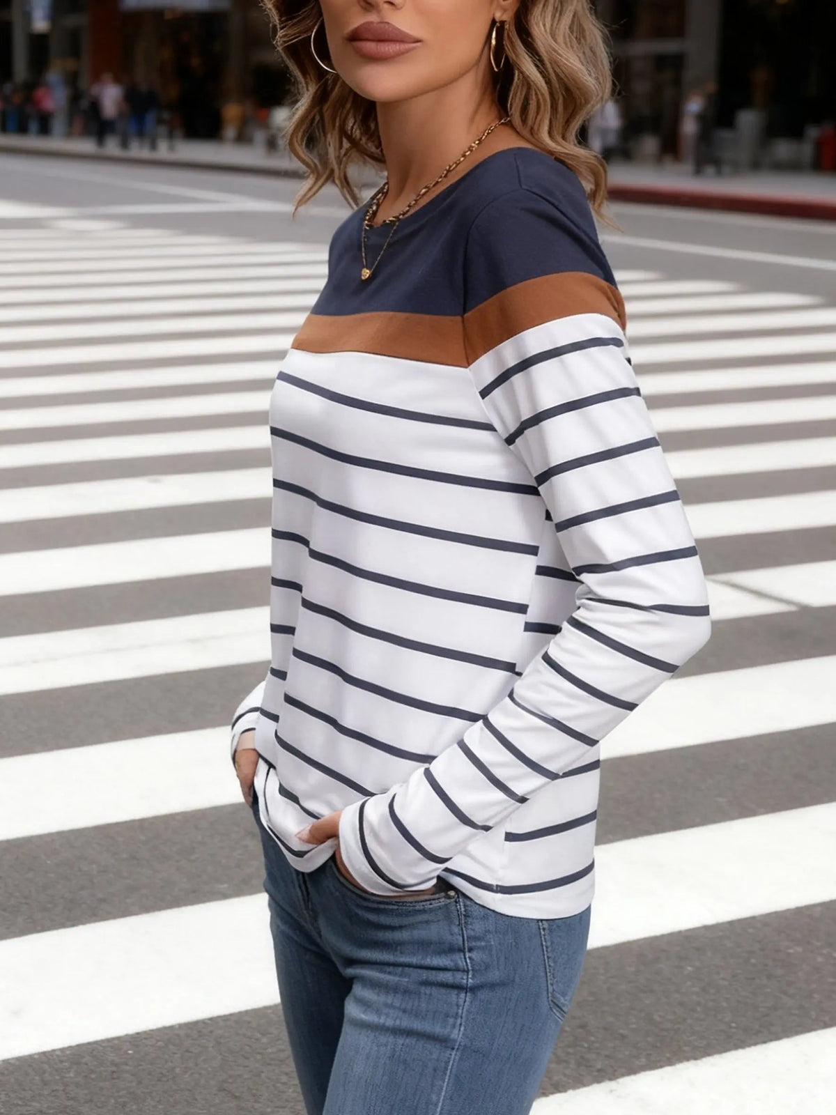 Striped Long-Sleeve Blouse
