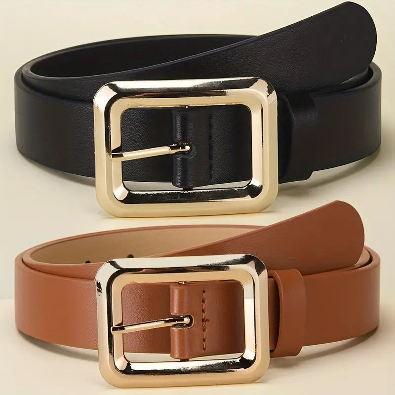 Golden-Buckle PU Belt