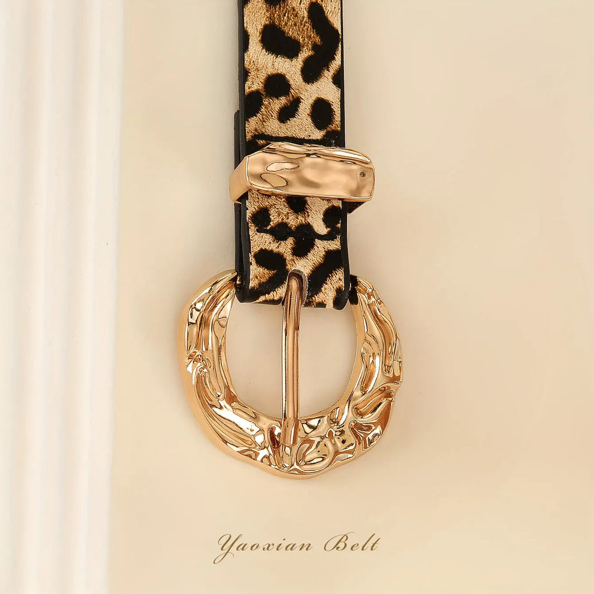 Leopard & Gold-Tone Buckle Belt