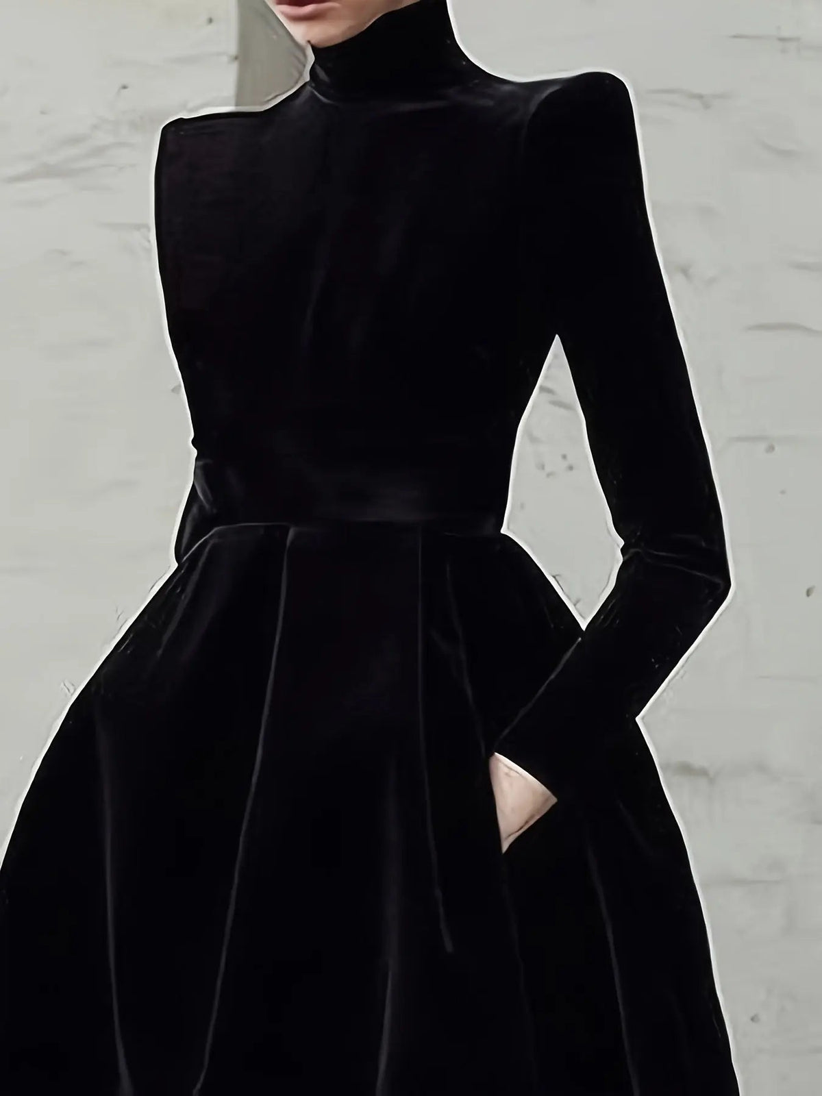 High-Neck A-Line Midi Dress