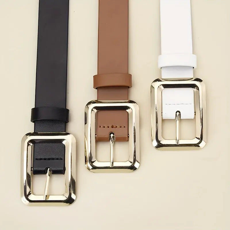 Golden-Buckle PU Belt