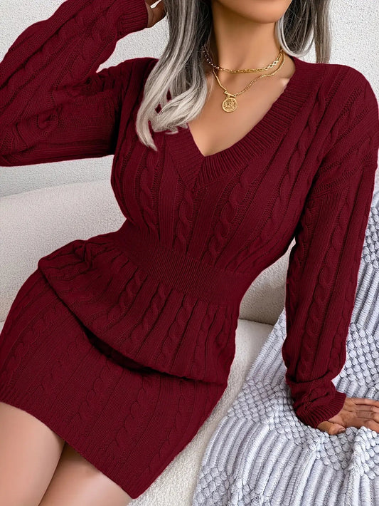 Burgundy Knit Midi Dress