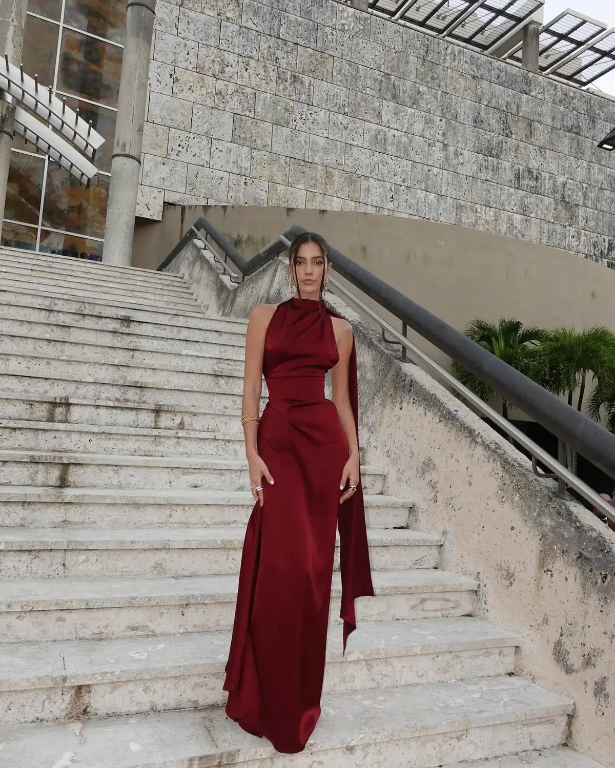 Burgundy Bliss Satin Gown
