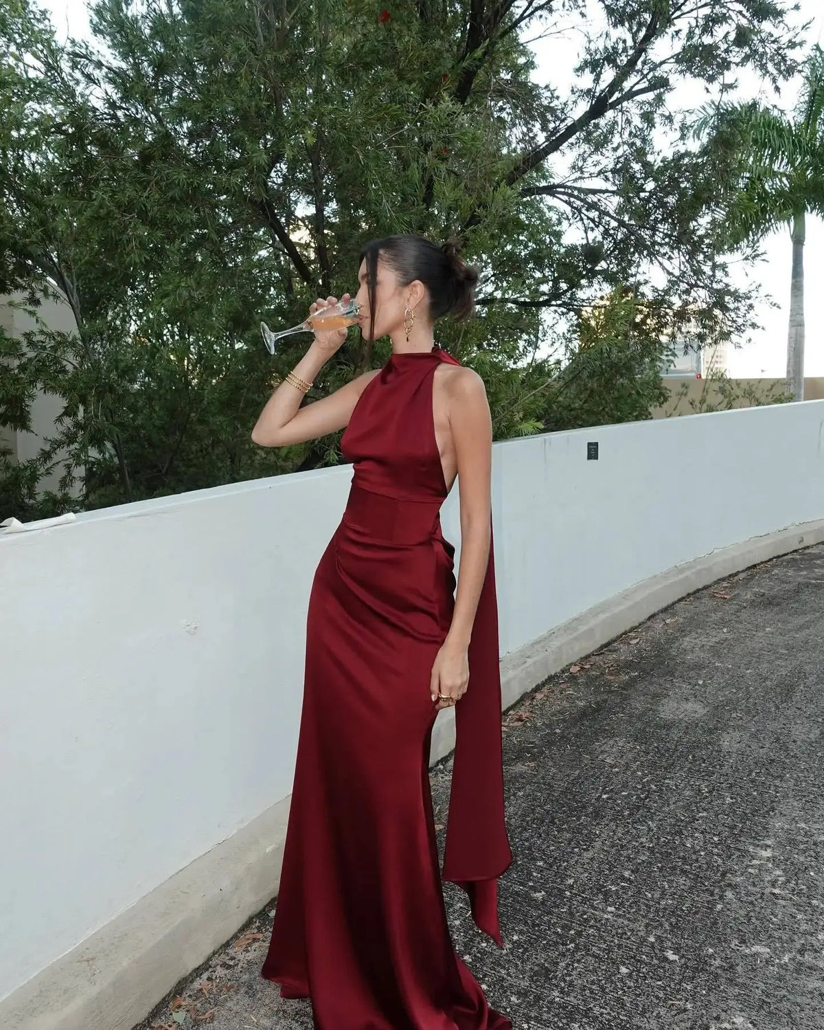 Burgundy Bliss Satin Gown