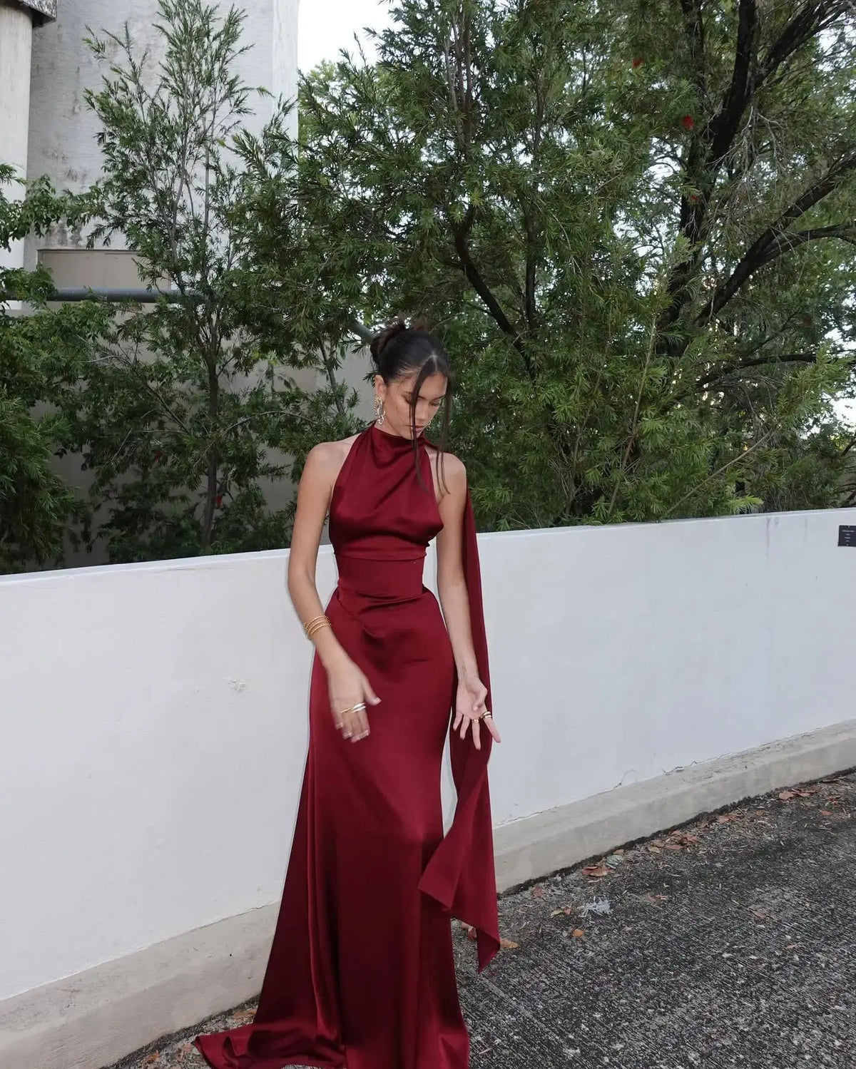 Burgundy Bliss Satin Gown