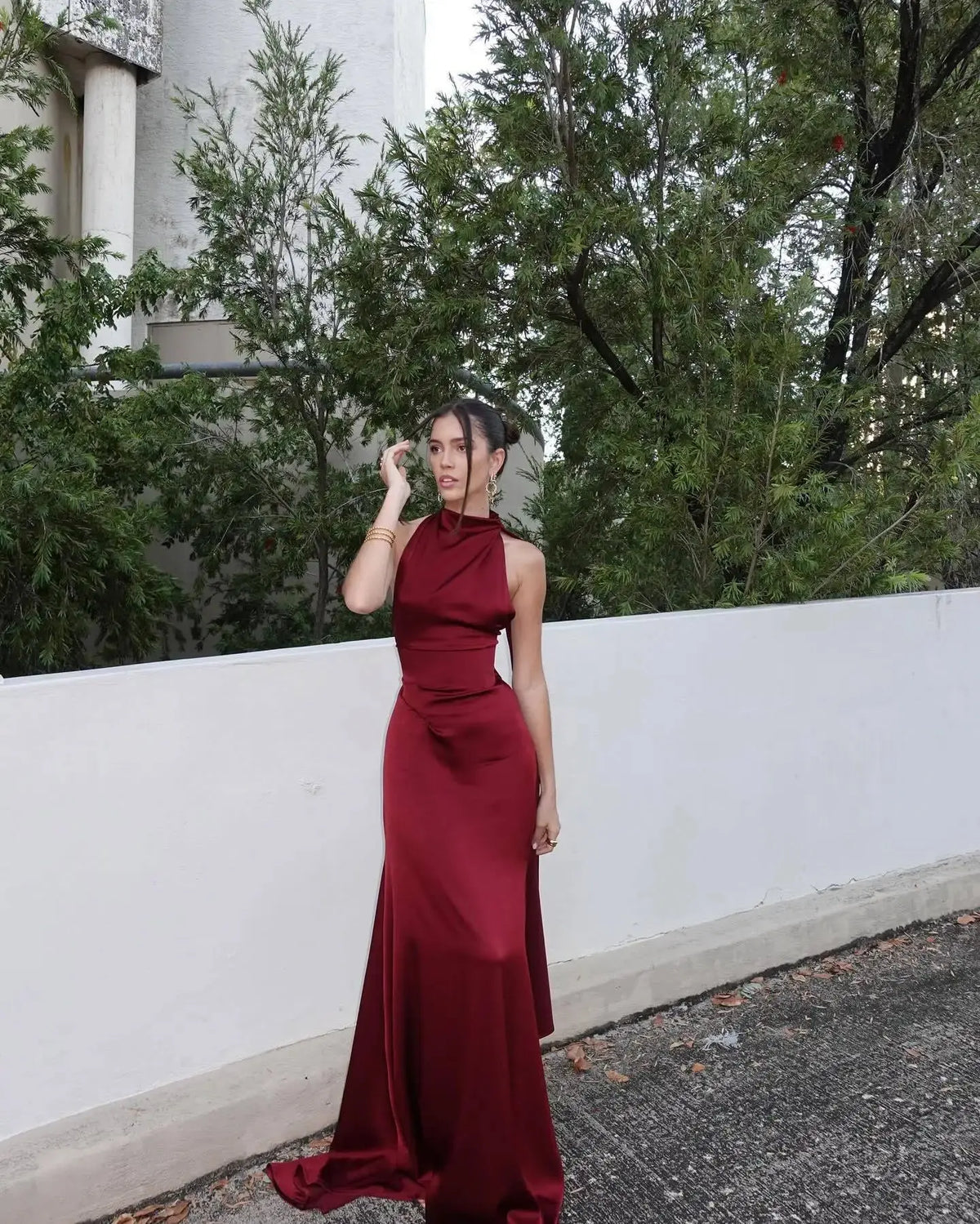 Burgundy Bliss Satin Gown