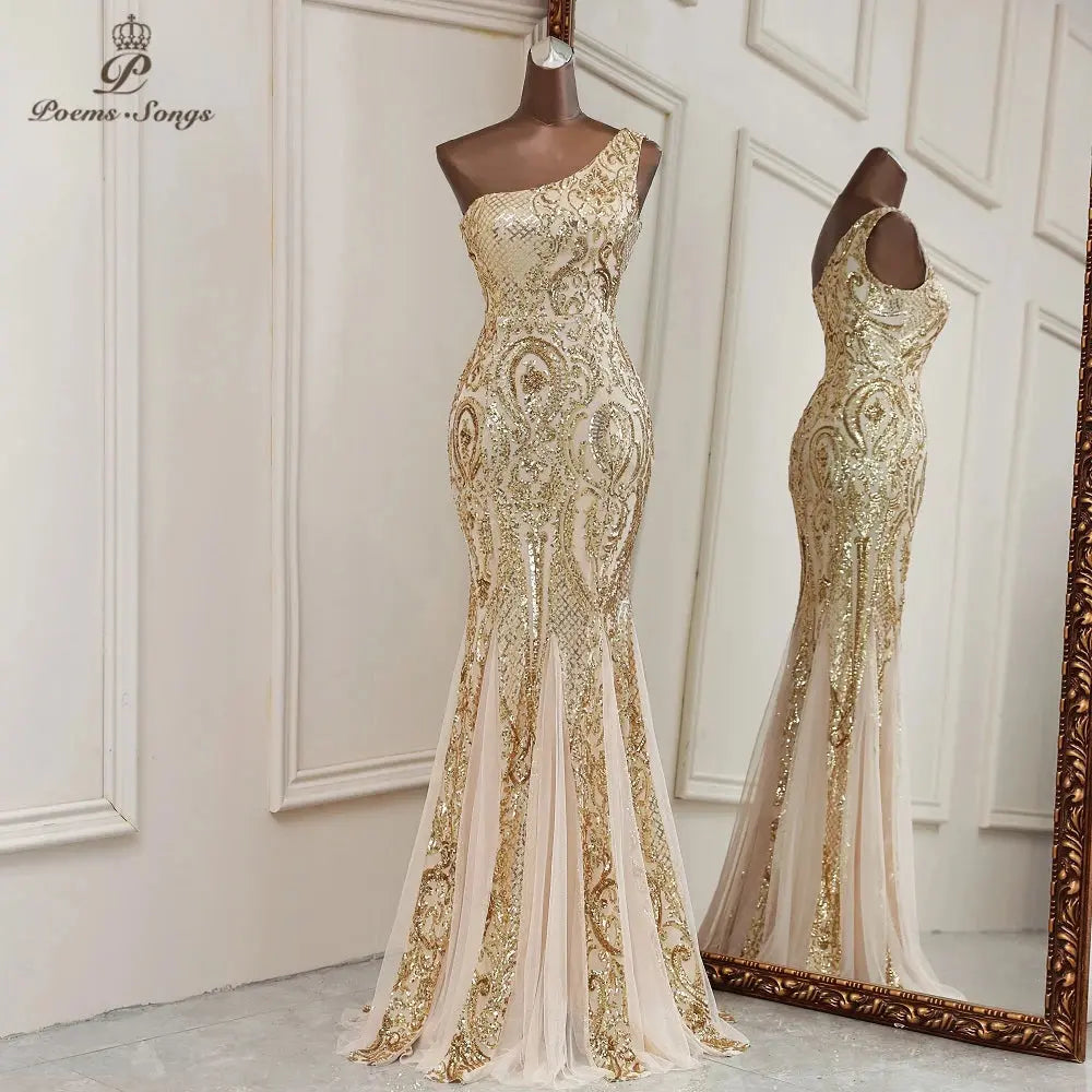 Captivate the Gala: Shimmering One-Shoulder Gown