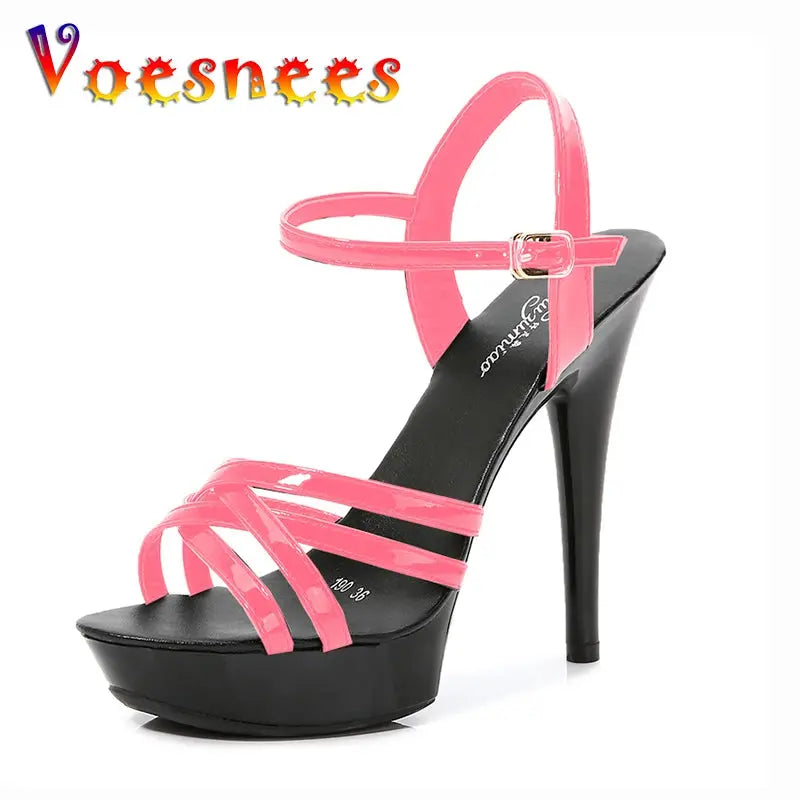 Buckle Strap Platform Sandal Heels