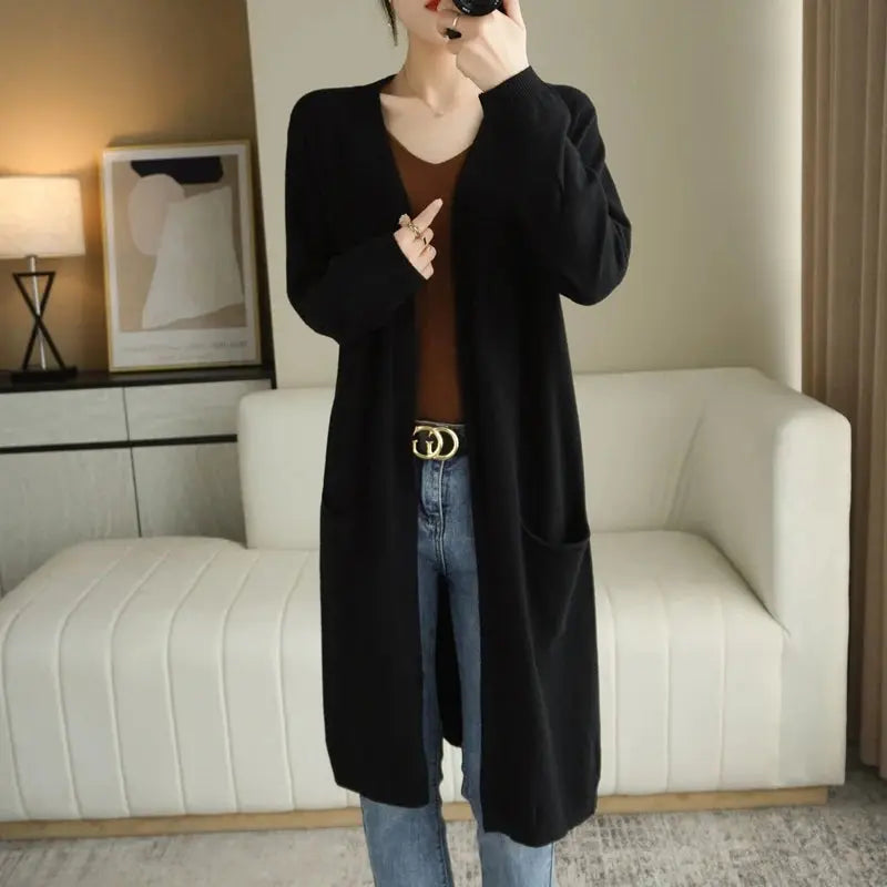 Long Open-Front Cardigan