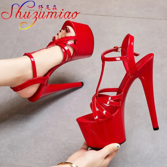 Bold Red Platform Heels with Secure Buckle Straps