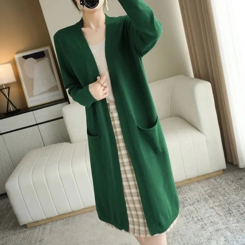 Long Open-Front Cardigan