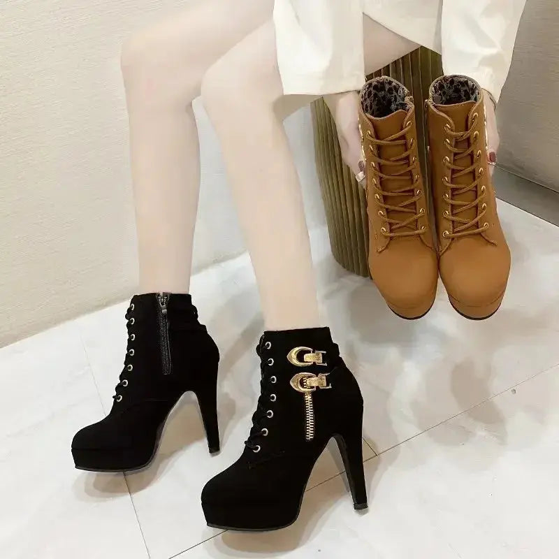 Glitter Ankle Boots - Sparkle High Heel Booties