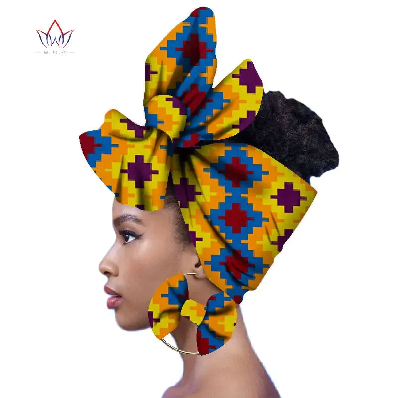 Ankara-Inspired Head Scarf & Earrings Set