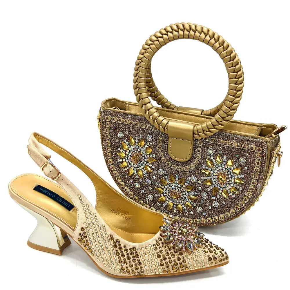 Royal Twilight Heels & Bag Set: Shine at Every Soirée