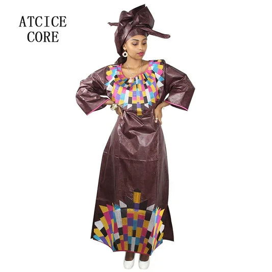 Embroidered Bazin-Style Dress