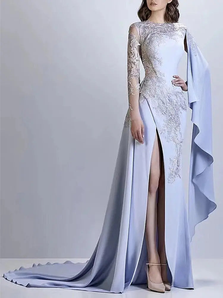 Moonlit Gala Chiffon Trumpet Gown