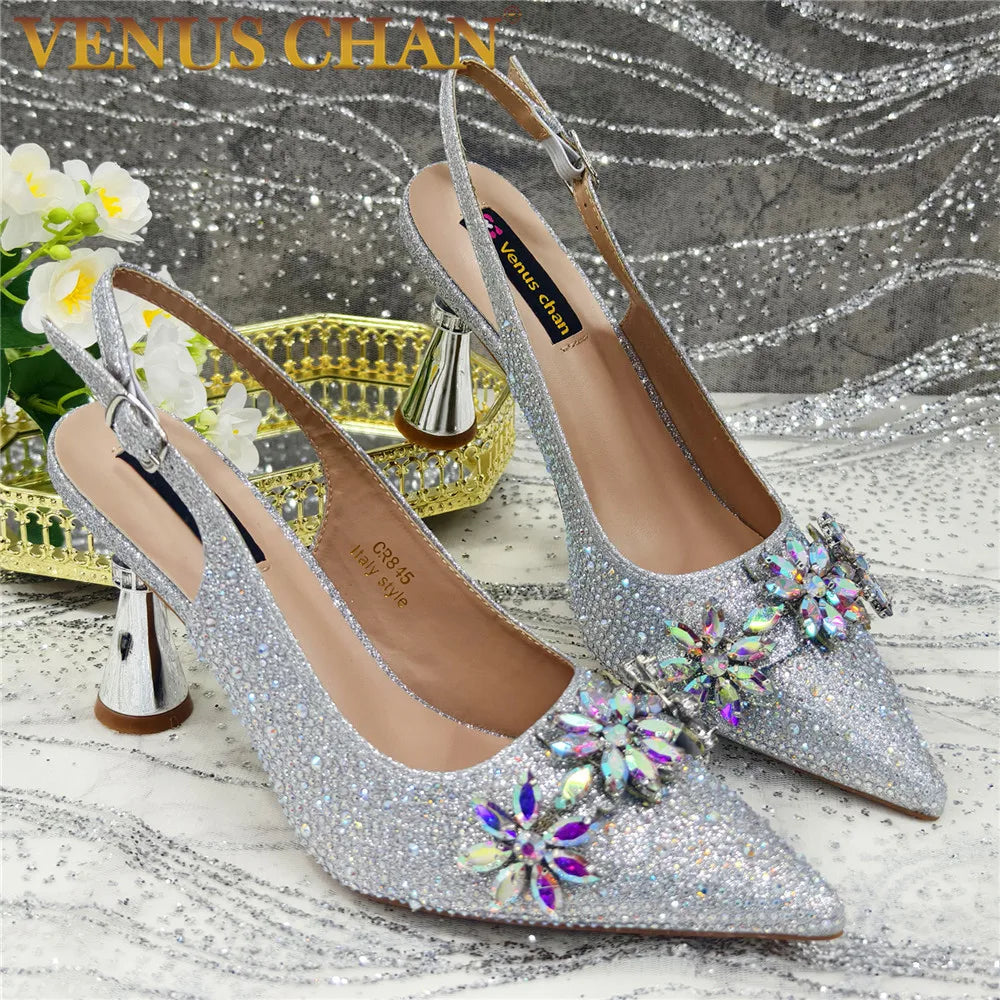 Rhinestone-Embellished African Wedding Heels for Women