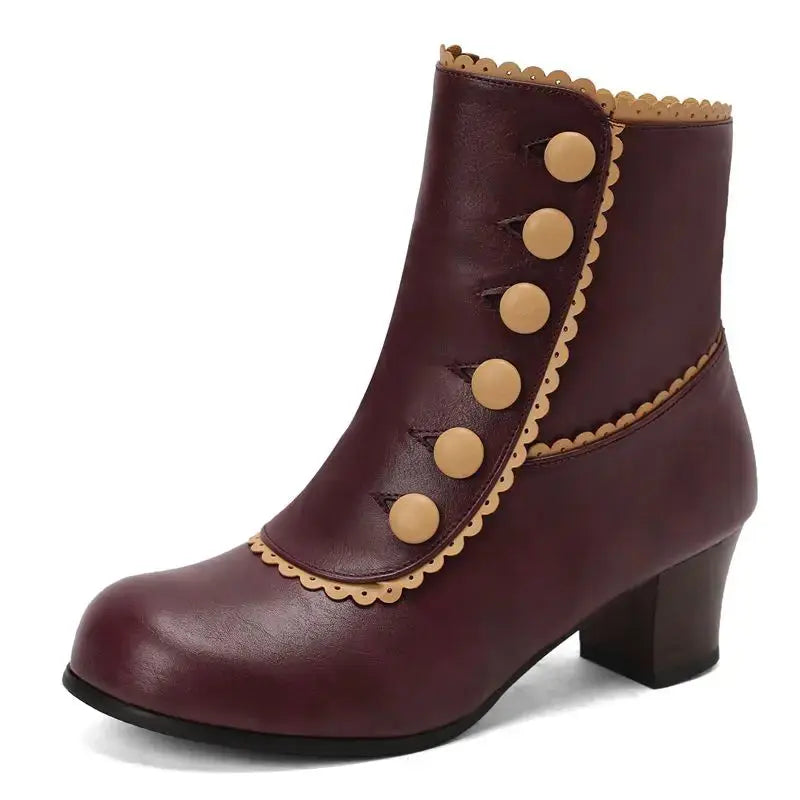 Metal Accent Ankle Boots - Edgy Block Heel Booties