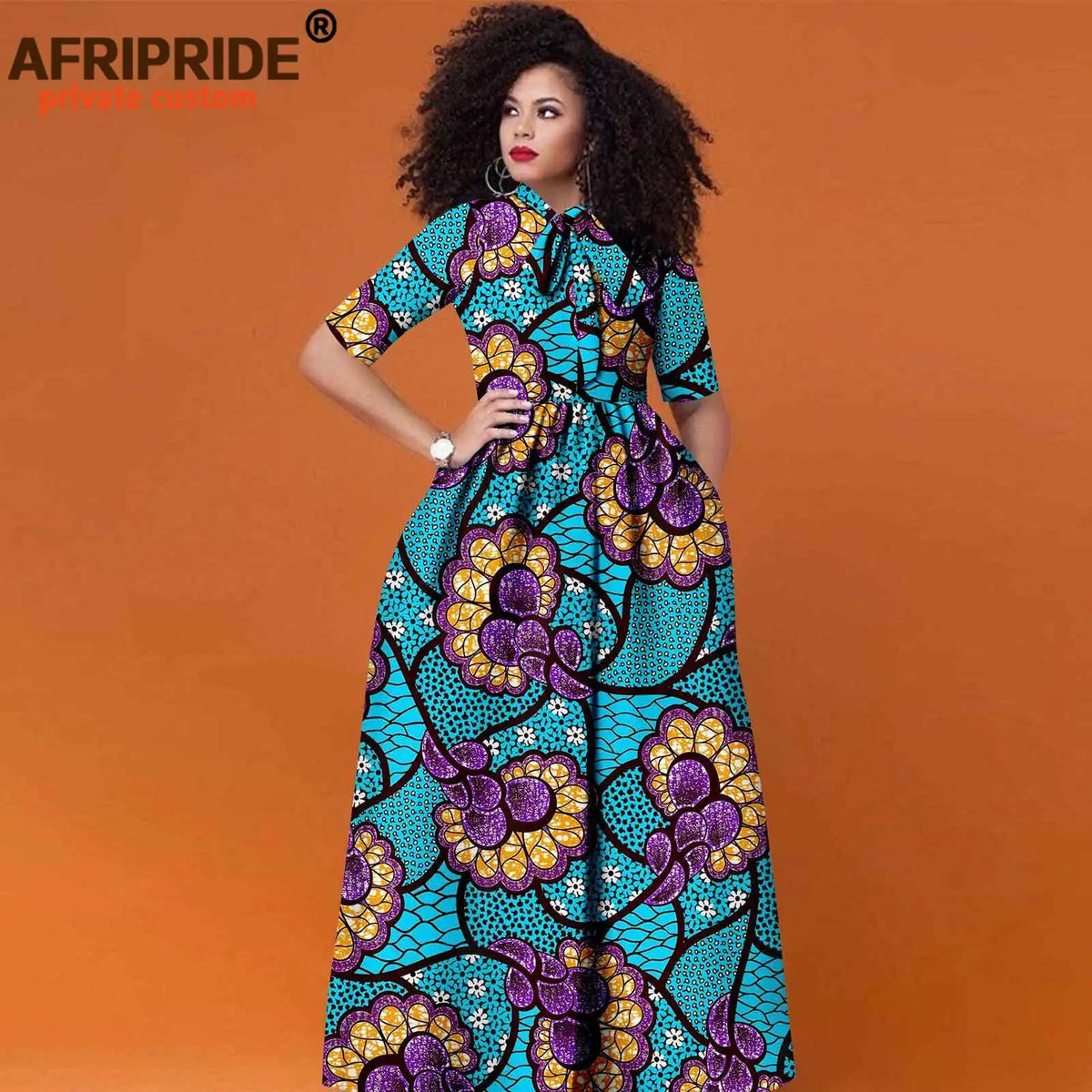 Ankara-Inspired High-Waist Maxi Dress