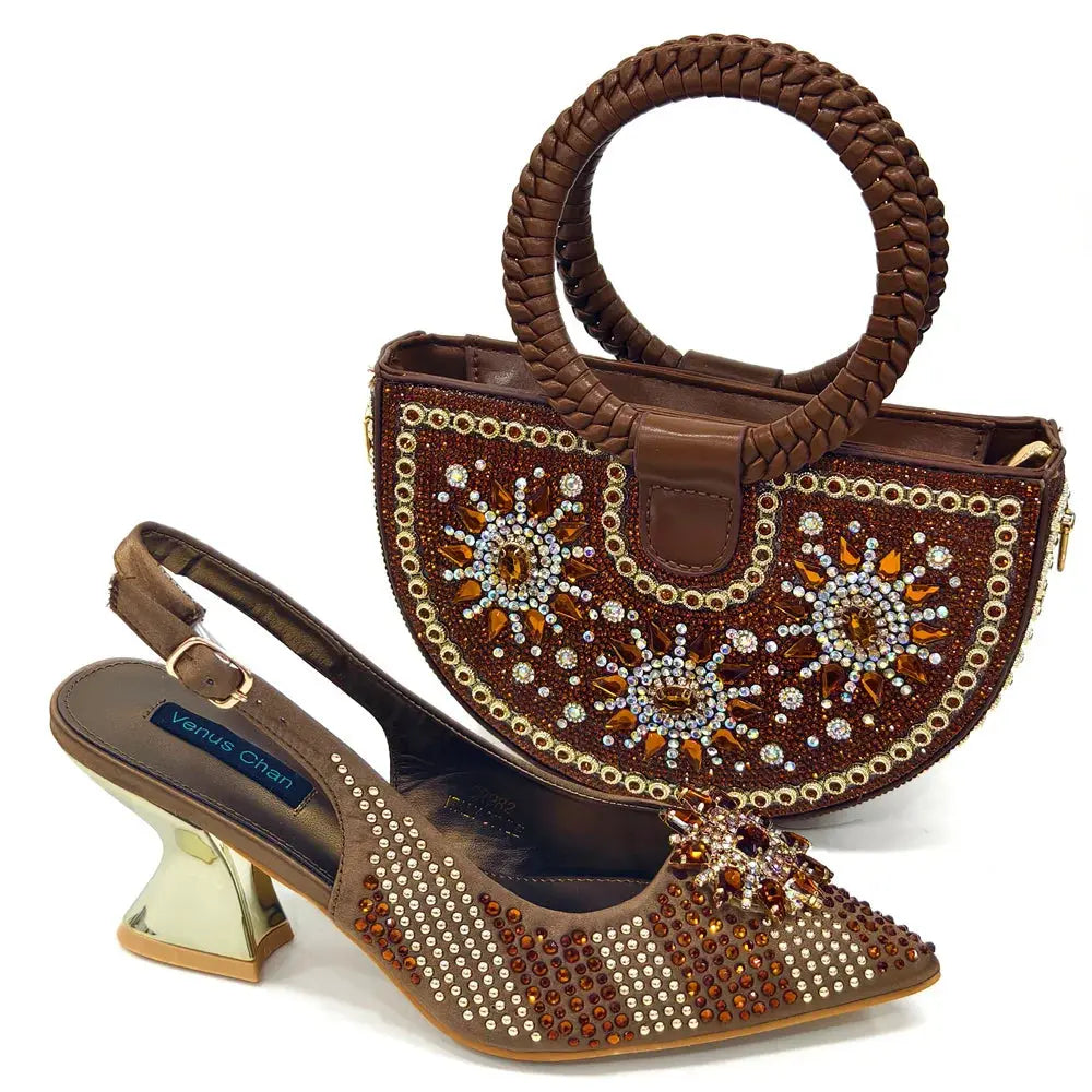 Royal Twilight Heels & Bag Set: Shine at Every Soirée