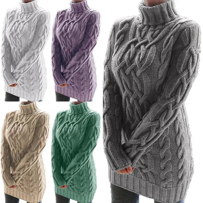 Winter Embrace: Cozy Elegance in a Turtleneck Dress