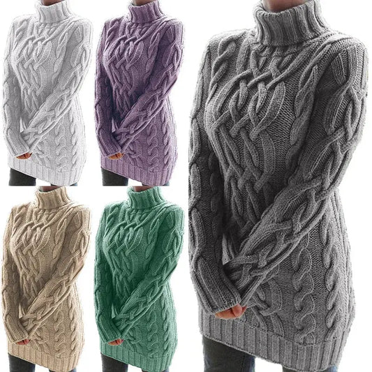 Winter Embrace: Cozy Elegance in a Turtleneck Dress