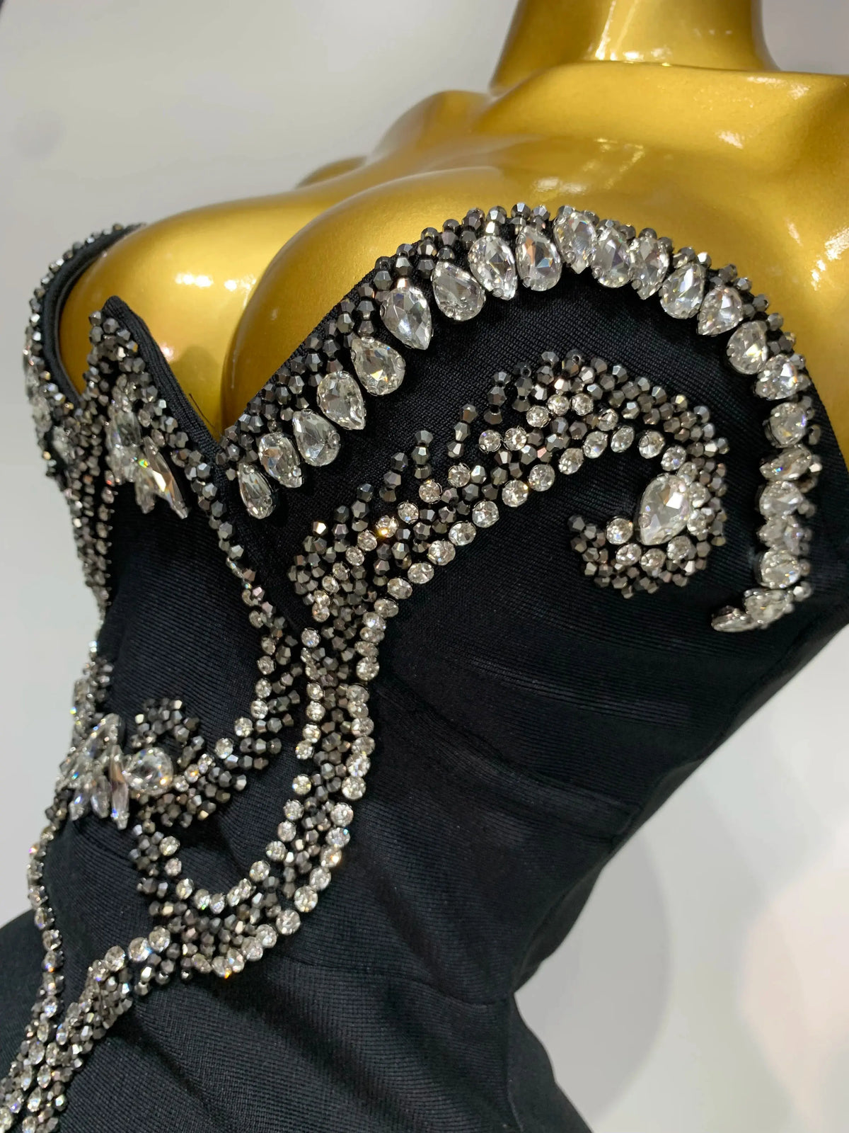 Strapless Beaded Ankle-Length Gown