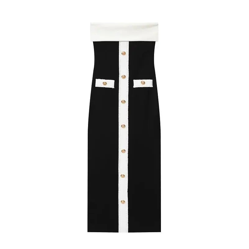 Midnight Allure Backless Corset Midi Dress