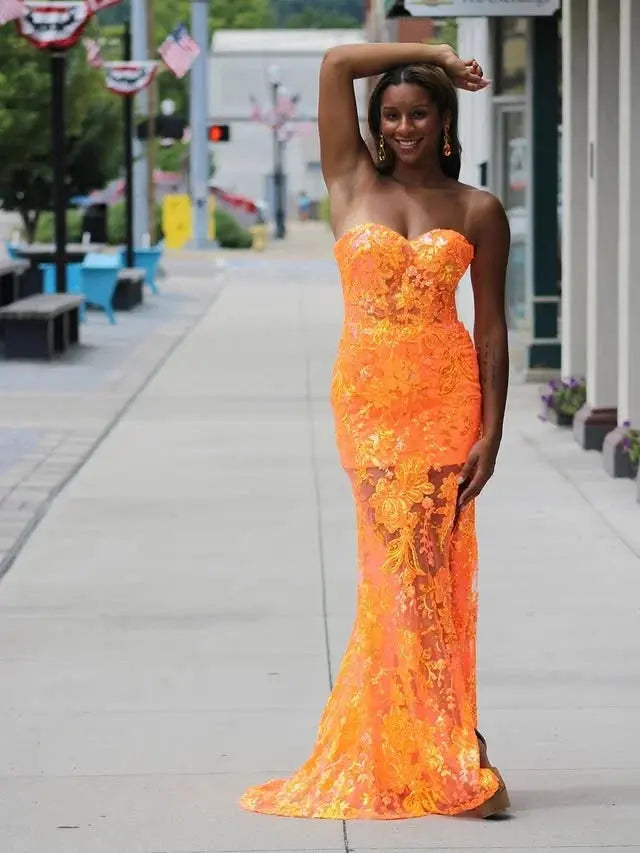 Sunset Glow Strapless Gown: Radiate All Night