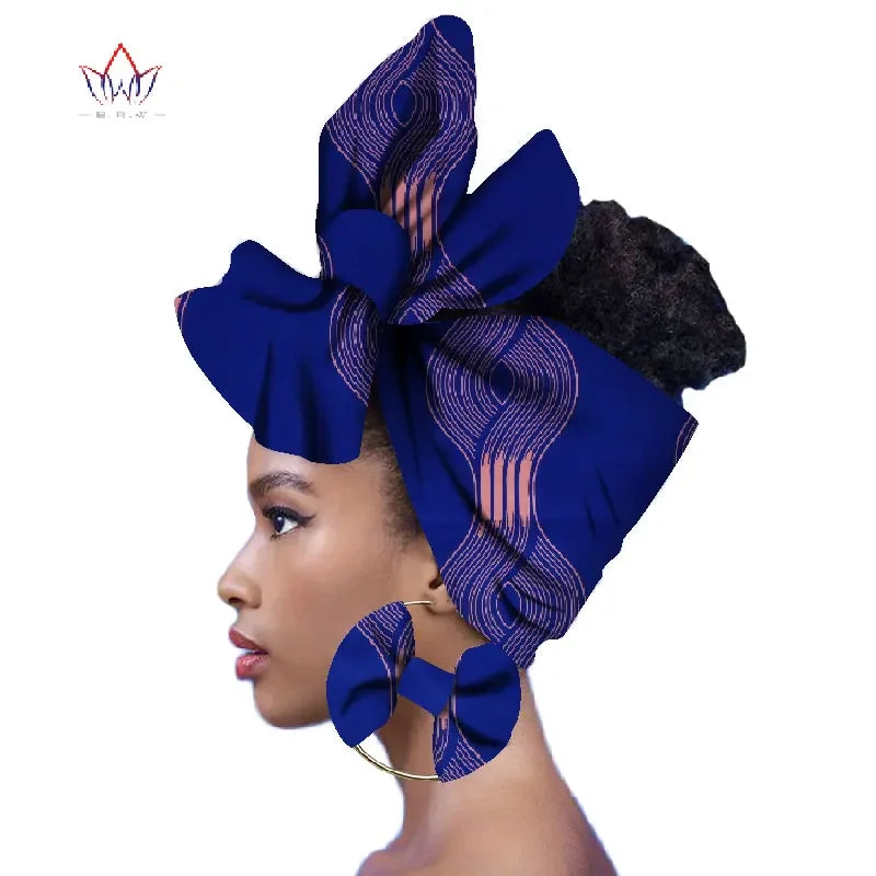 Ankara-Inspired Head Scarf & Earrings Set