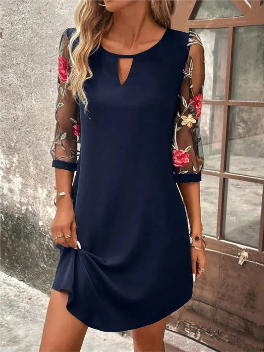 Printed A-Line Knee-Length Dress