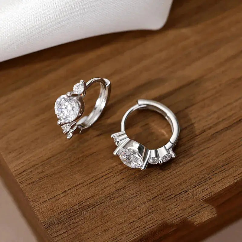 Sterling Silver Zircon Stud Earrings