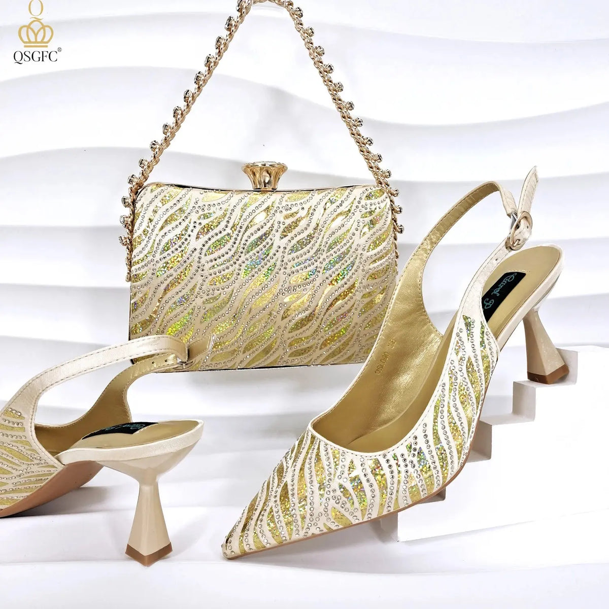 Golden Gala Nights Heels & Clutch Set